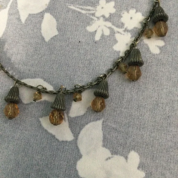 Bellagio crystal necklace amber crystals Total length of chain is 17 inches - Picture 2 of 3